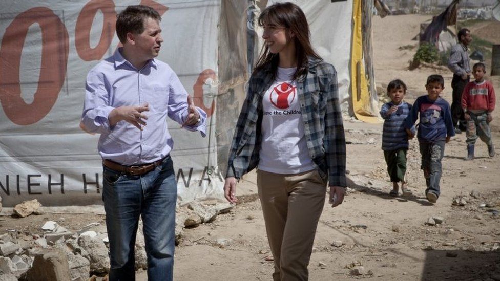 Justin Forsyth with Samantha Cameron in Lebanon in 2013