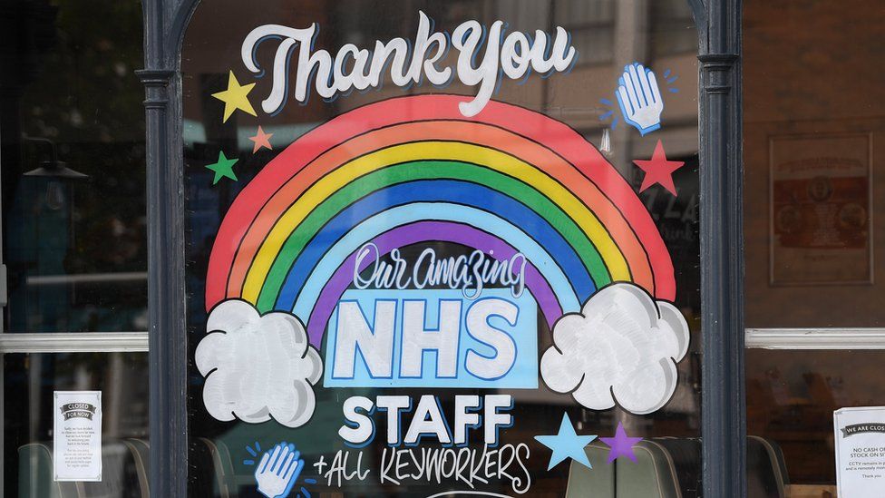 A sign reads 'thank you NHS staff'