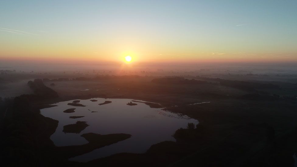 Aerial shot of Kingfishers Bridge Nature Reserve