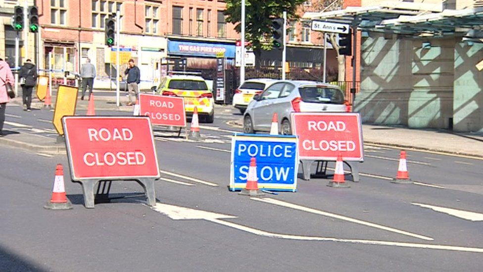 Road closed outside Pryzm