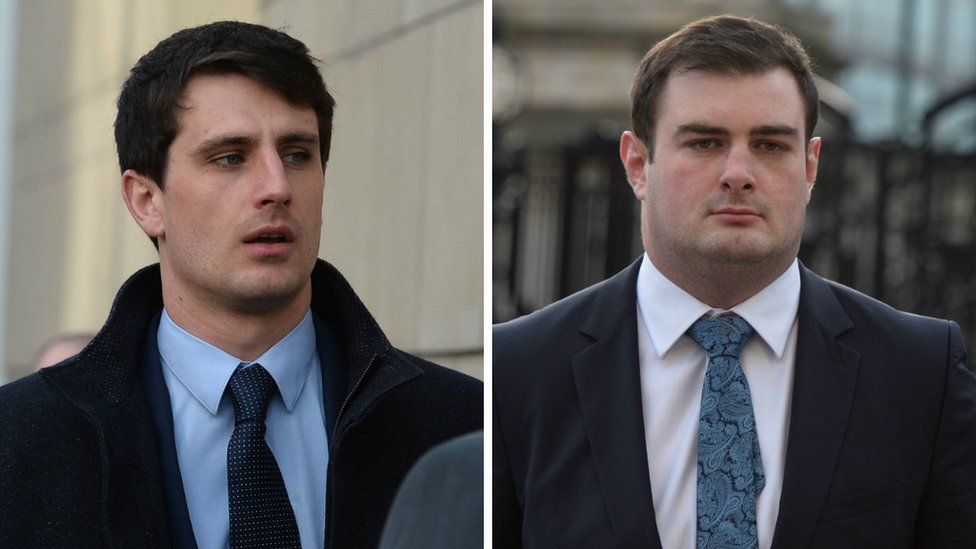Blaine McIlroy and Rory Harrison arriving at court
