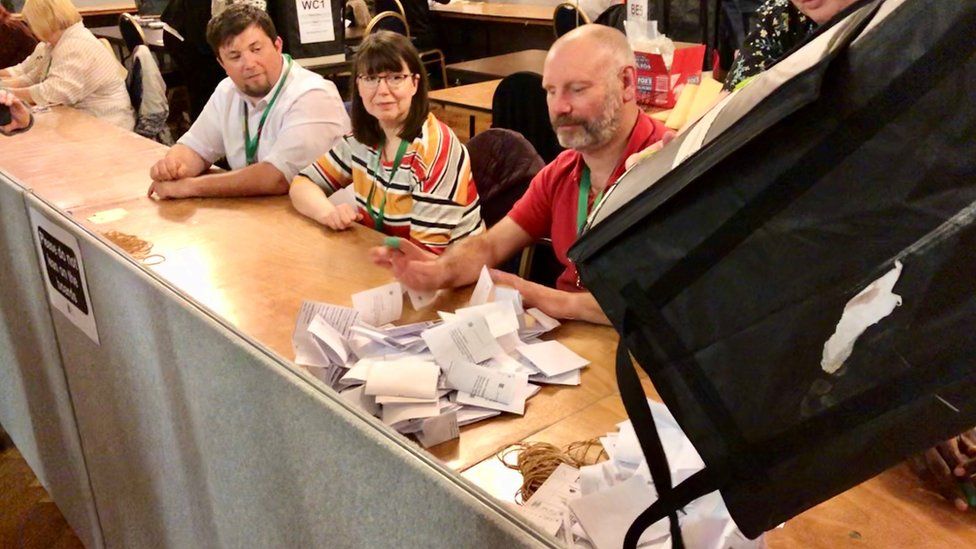 The counting of ballots gets underway at Hull City Council election count at the Guildhall, Hull