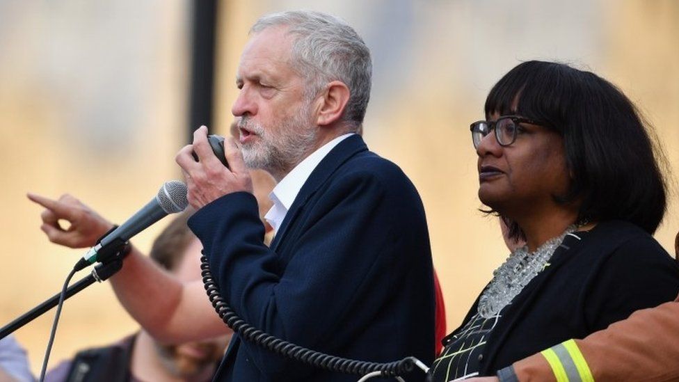 Labour leader Jeremy Corbyn and shadow health secretary Diane Abbott