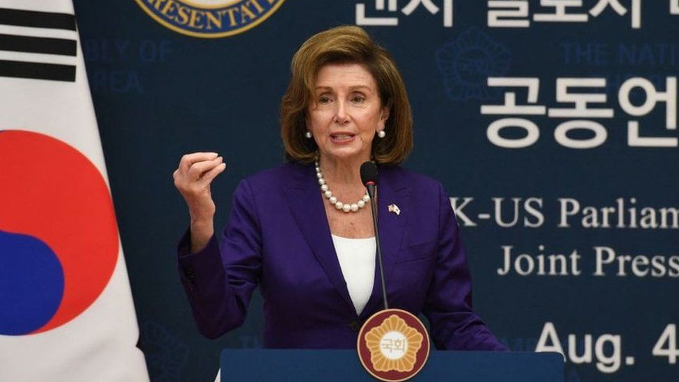 US House of Representatives Speaker Nancy Pelosi attends a joint press briefing in Seoul, South Korea