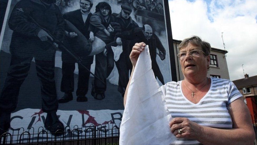 Kay Duddy carries in her handbag the white handkerchief Fr Daly used on her dying brother's wounds