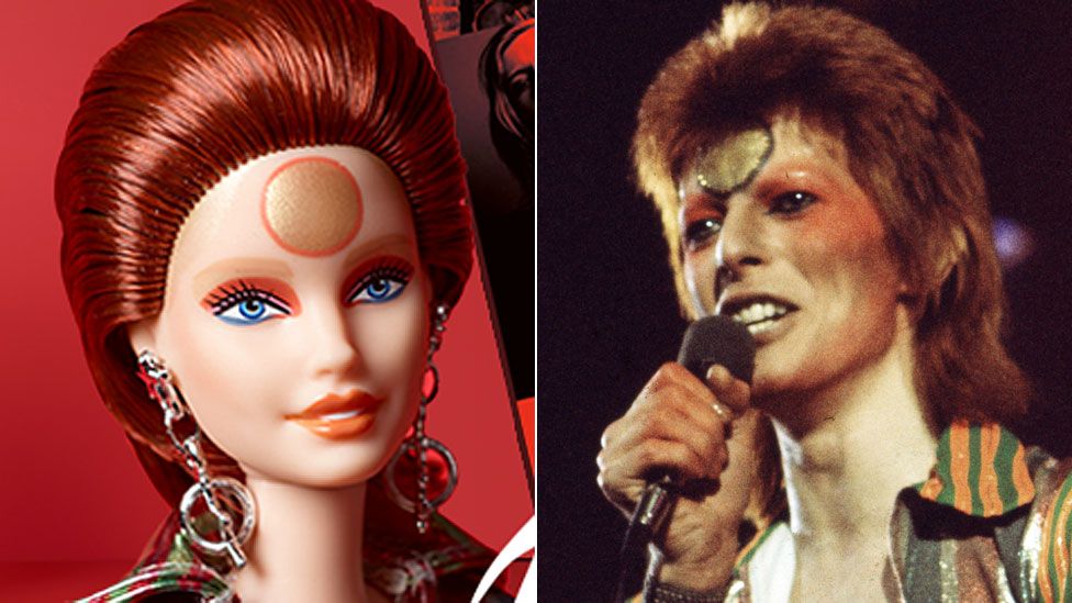 Barbie as Bowie (Mattel) and David Bowie