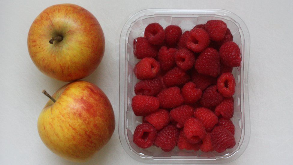 Apples and raspberries