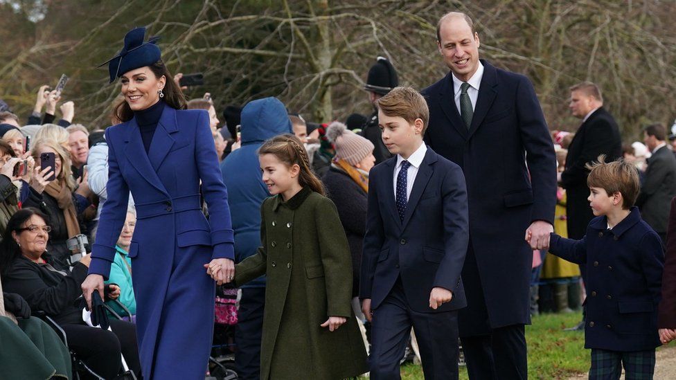 The Prince and Princess of Wales with their three children George, Charlotte and Louis