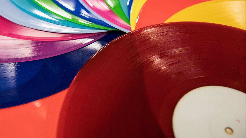 brightly coloured records