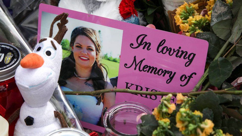 A photograph of Kristen Beaton at a memorial in Debert