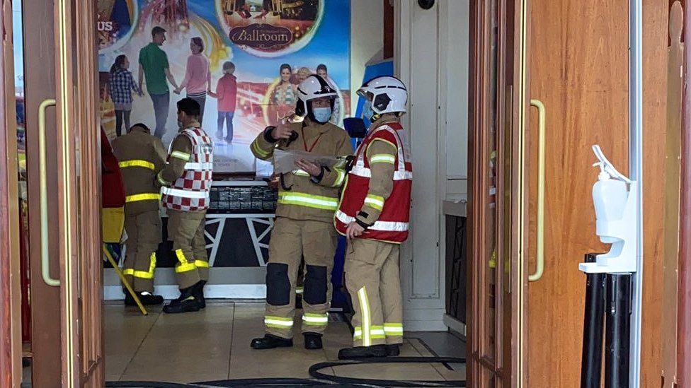 Firefighters at Blackpool Tower building