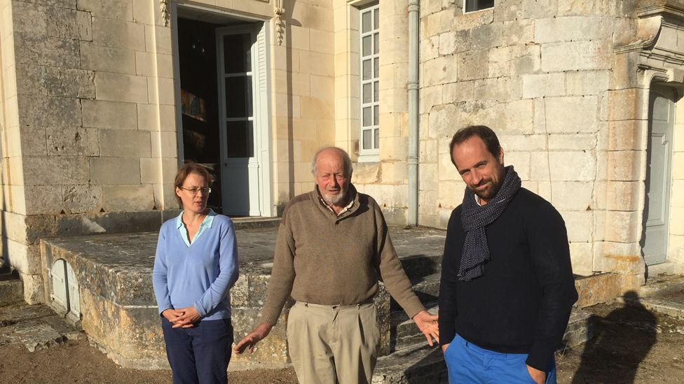 The de Vogues of Ardeche in front of their stately home