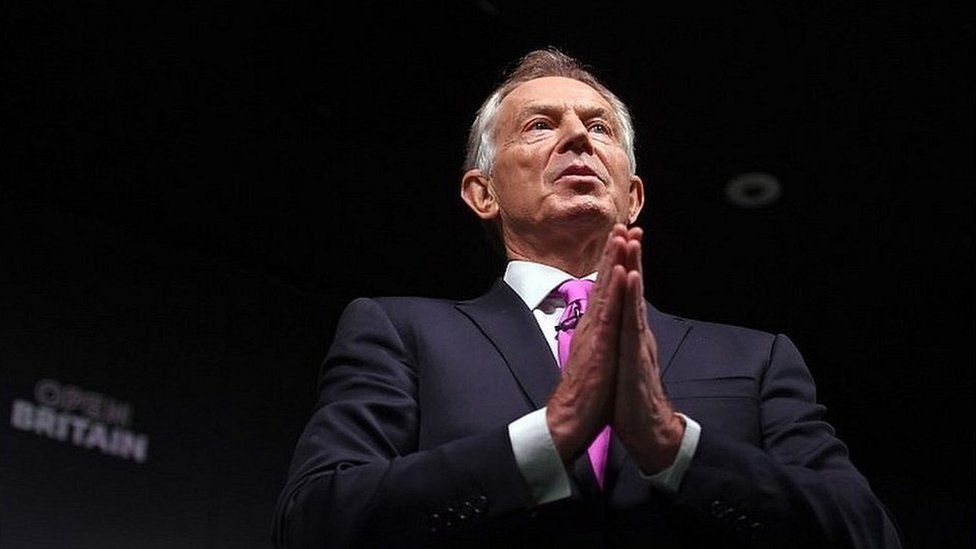 Tony Blair speaking in central London