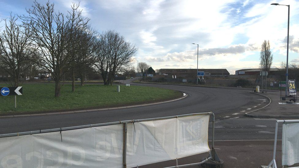 The Dunball Roundabout In Bridgwater, Looking Towards The Hinkley Point C Park And Ride Facility