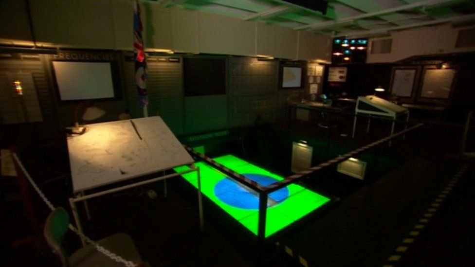 Room inside a bunker with military equipment
