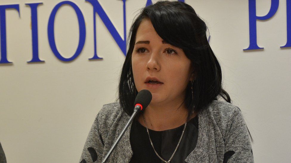 Yelena Ivanova speaking about sexual abuse in Kazakhstan