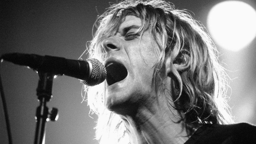 Kurt Cobain performs in Amsterdam in 1991