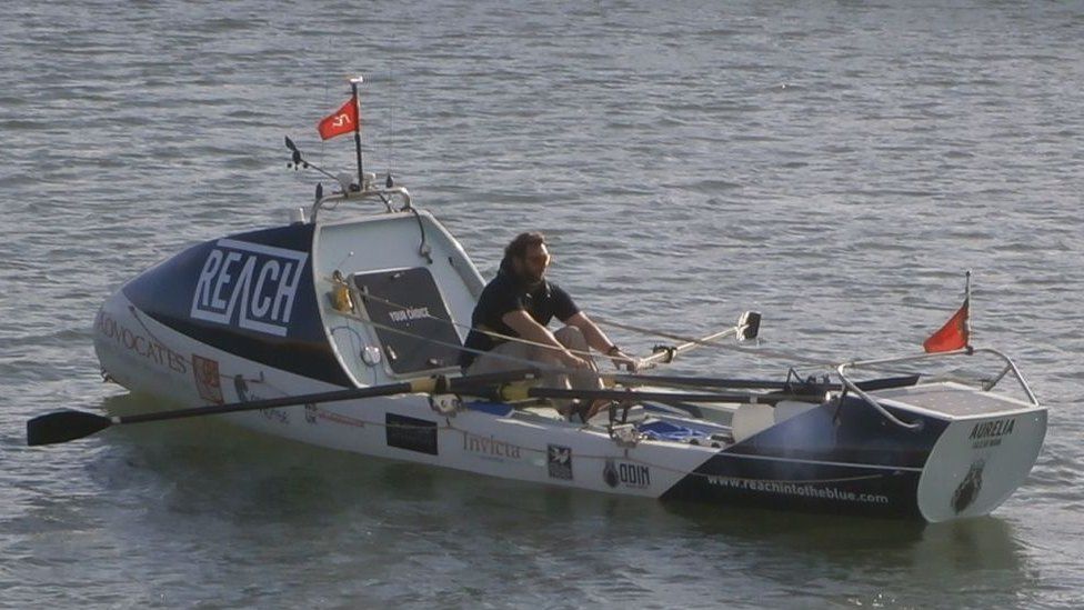 Andrew Baker in rowing boat