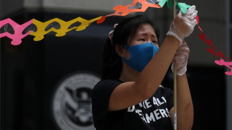 a protest against ICE in July 2020