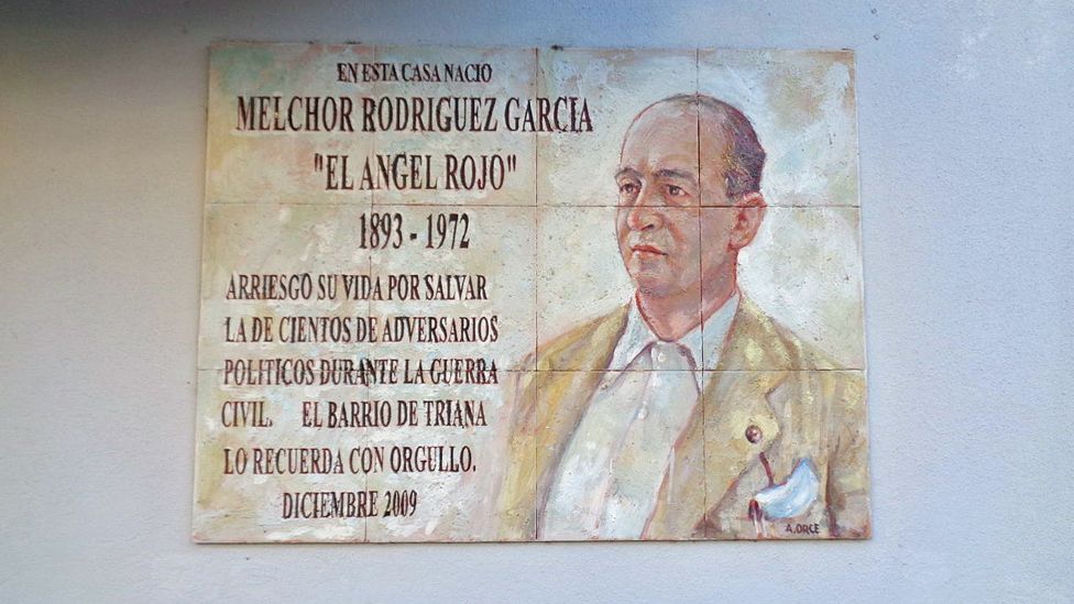 A plaque in memory of Melchor Rodriguez Garcia in Seville