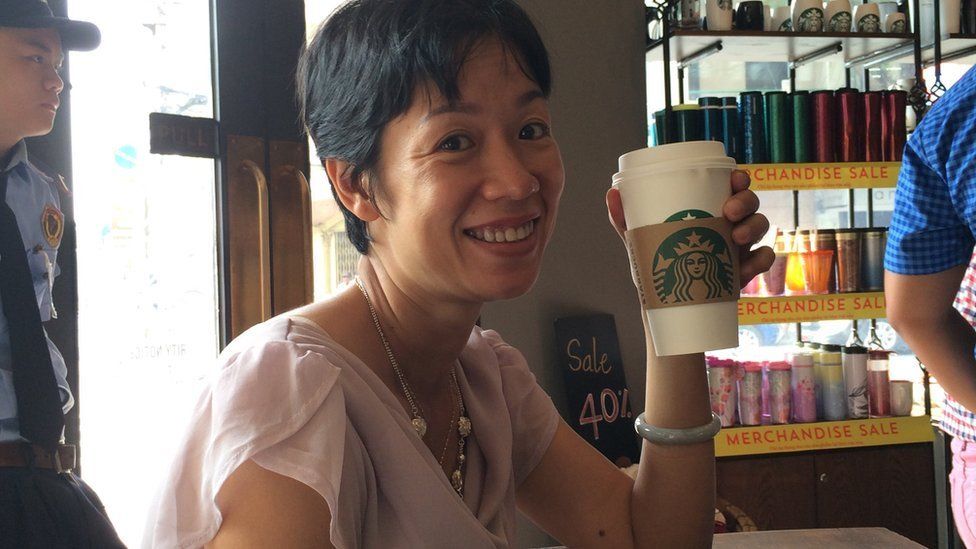 Nguyen Thuy Duong at a Starbucks in Ho Chi Minh