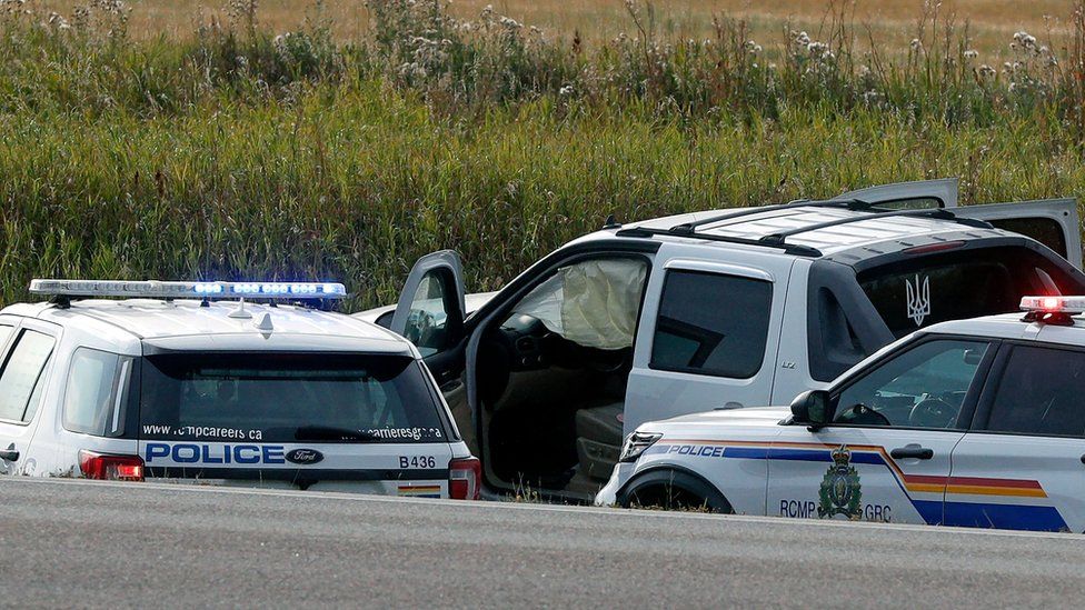 The scene of Myles Sanderson's capture in Rosthern, Saskatchewan