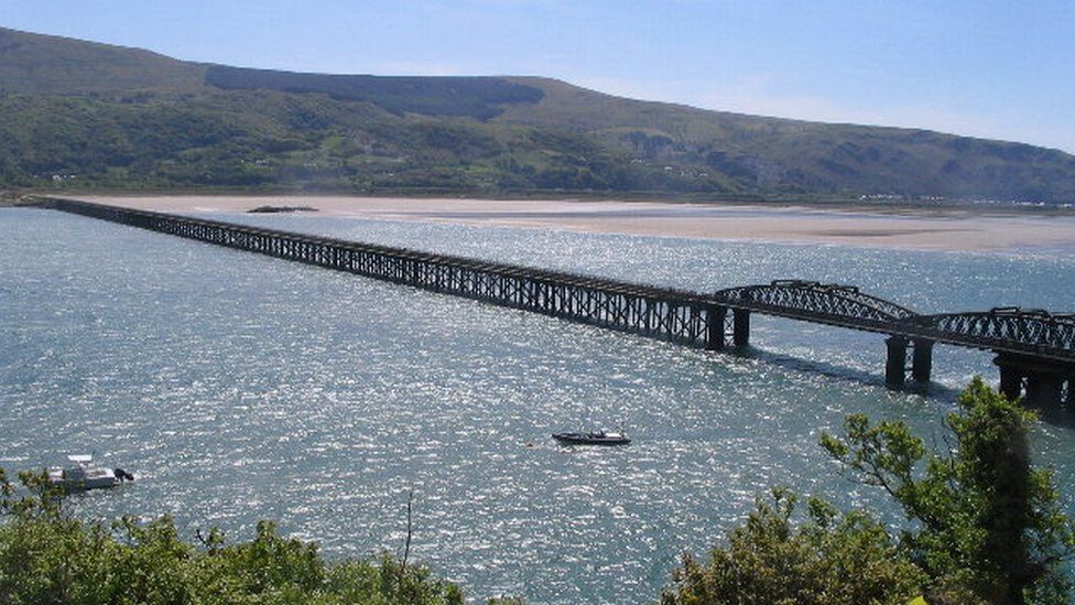Barmouth Bridge railway viaduct in Gwynedd