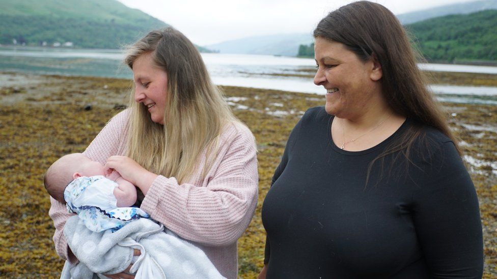 Emma Gibb and Gail Stone with baby Harper