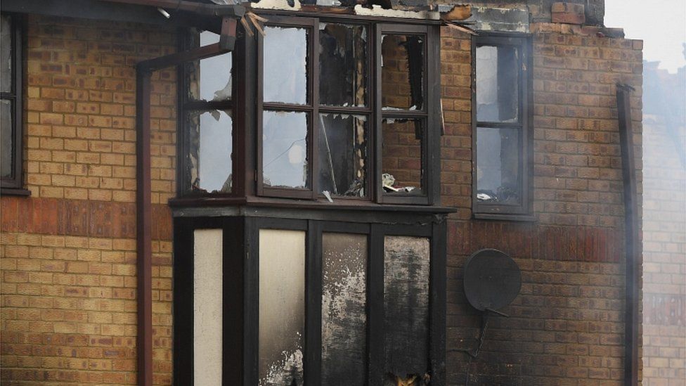 The extensive damage caused to the block of flats