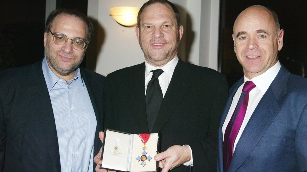 Bob Weinstein, Harvey Weinstein and Sir Philip Thomas in 2004