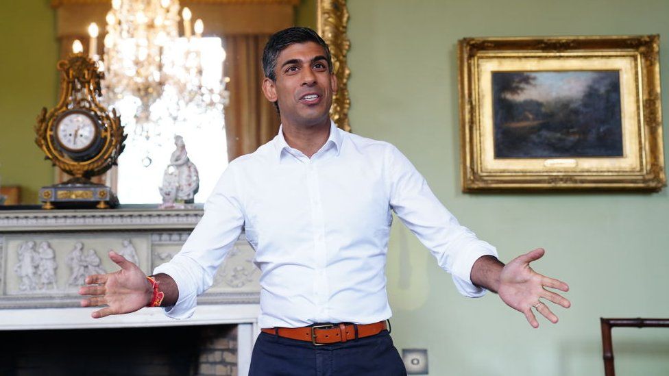 Rishi Sunak at Cluny Castle in Inverurie during a campaign visit on August