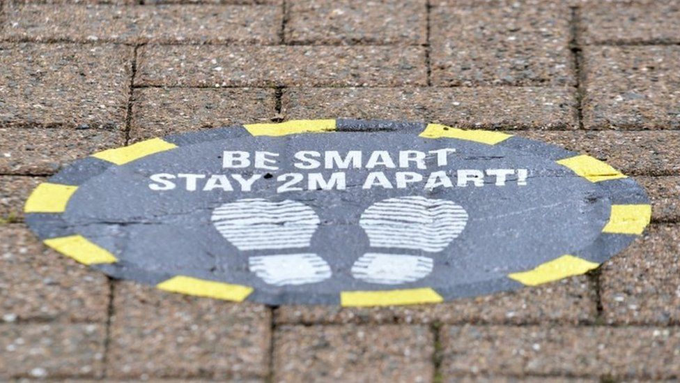 Sign asking people to stay 2m apart