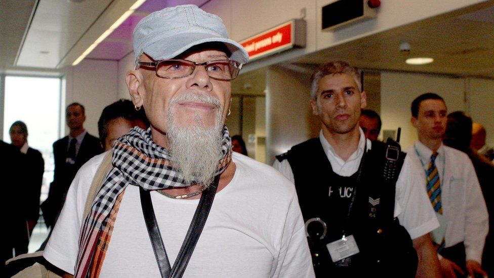 Gary Glitter seen at Heathrow Airport after being deported from Vietnam