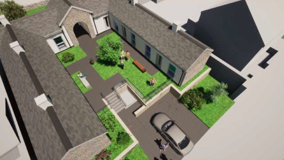 Impression of proposed housing units in place of Hen Ysgol Glanwnion in Dolgellau