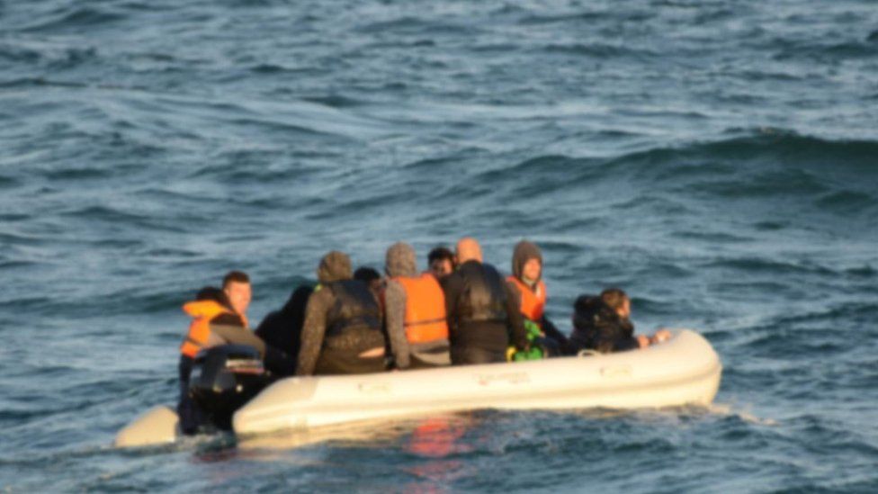 Migrants on a small dinghy