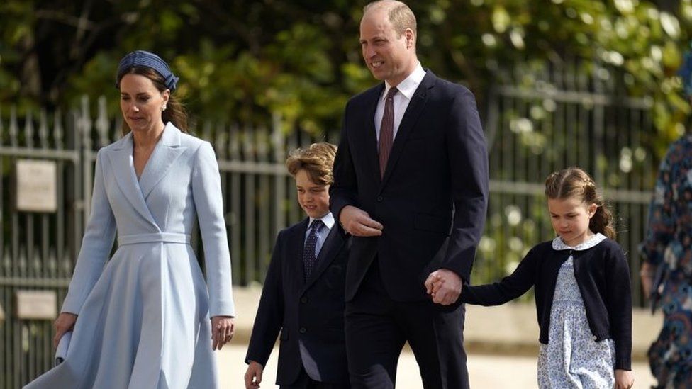 The Duke and Duchess of Cambridge attended the service with their older children Prince George and Princess Charlotte