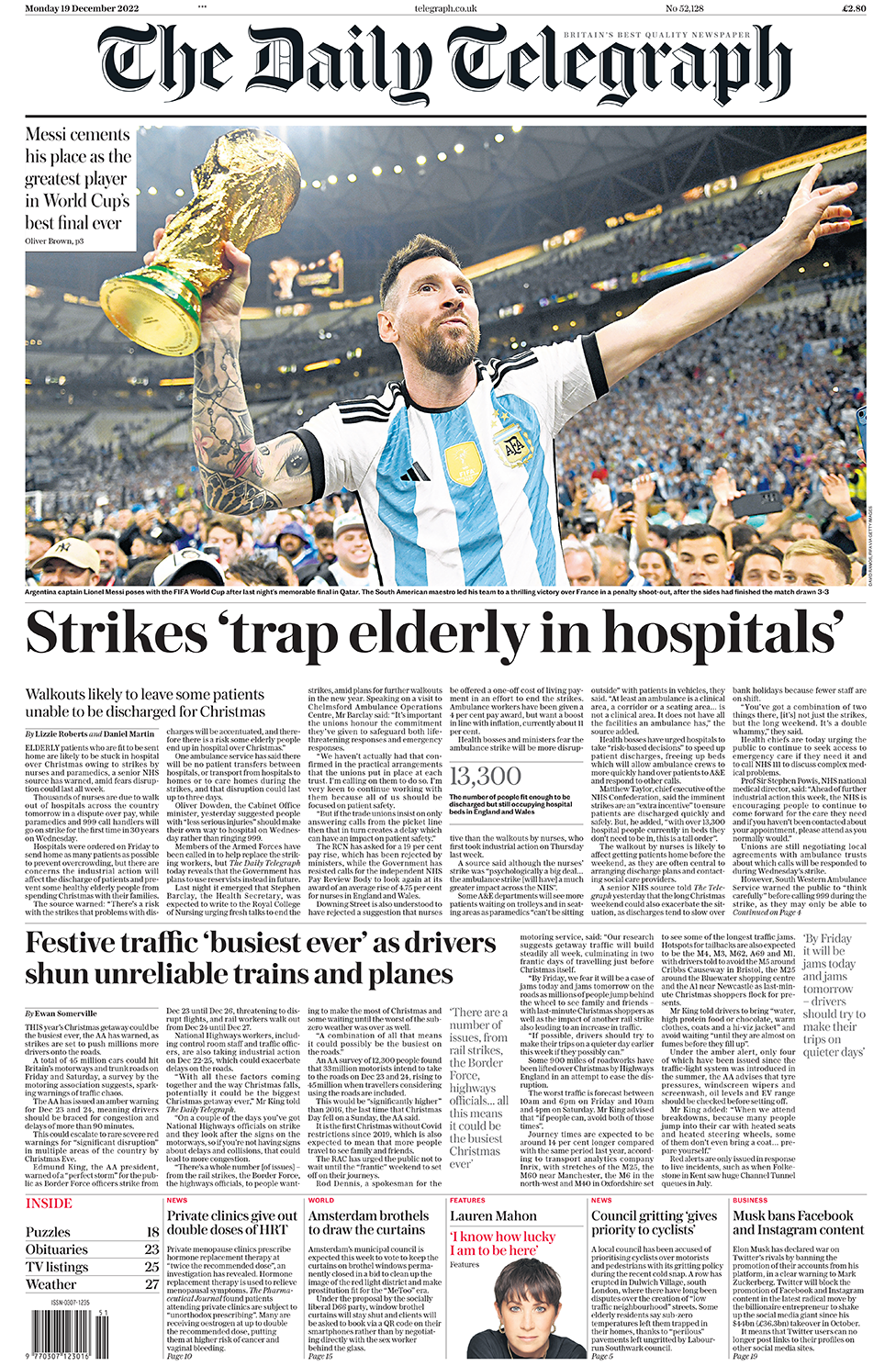 Daily Telegraph Front Page 18/12