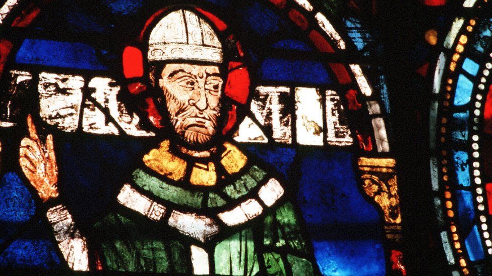 Thomas Becket in stained glass at Canterbury Cathedral