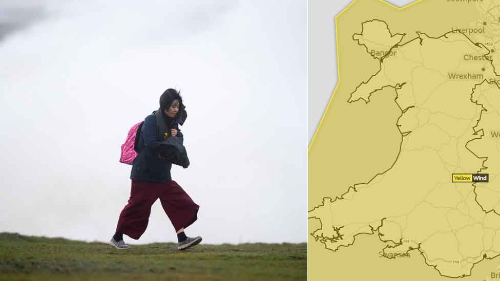 A Met Office weather warning for wind is in place across Wales on Sunday