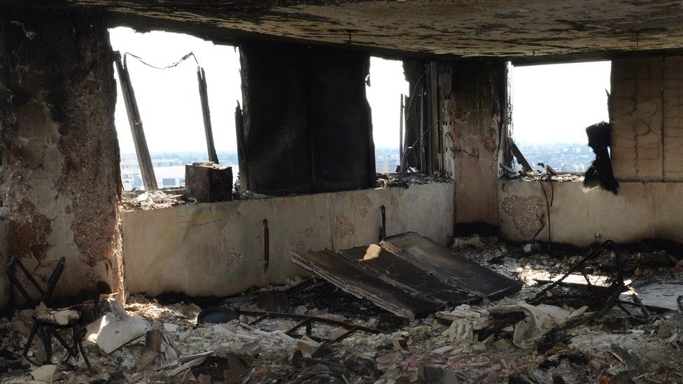 Inside one of the floors of Grenfell Tower after the blaze