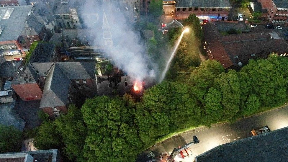 aerial view of fire