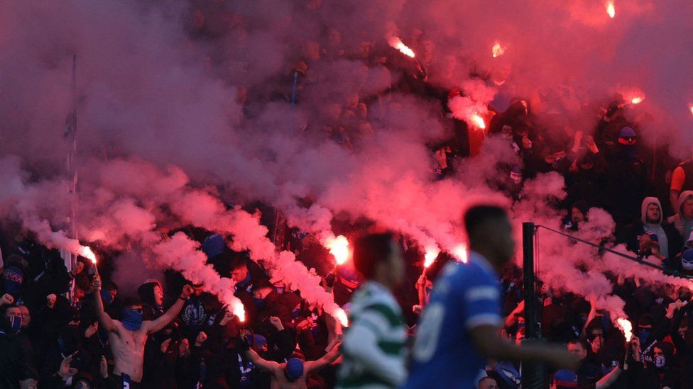 Rangers fans let off flares