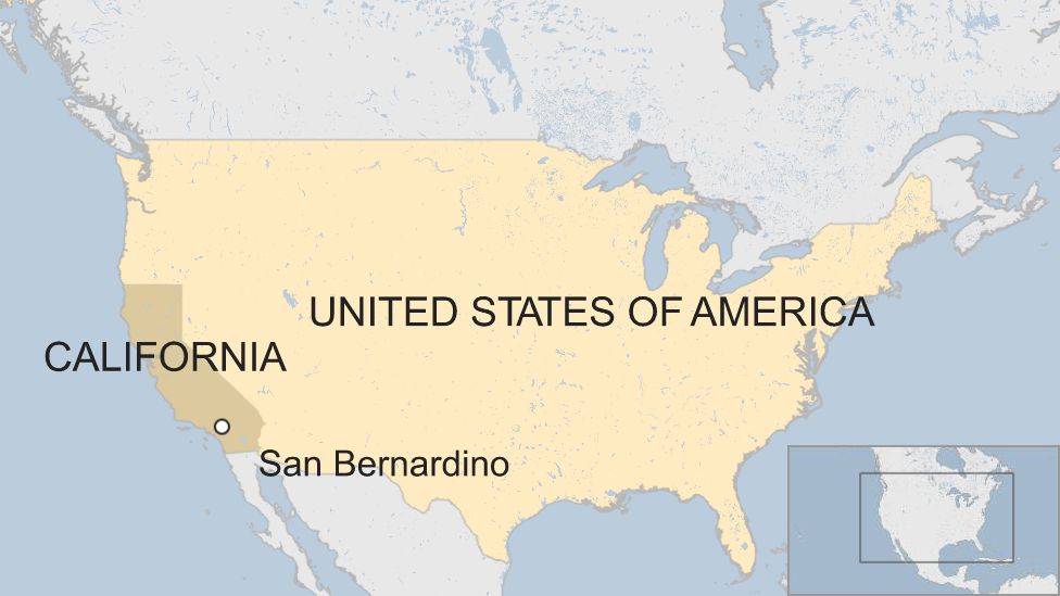 map of USA including San Bernardino