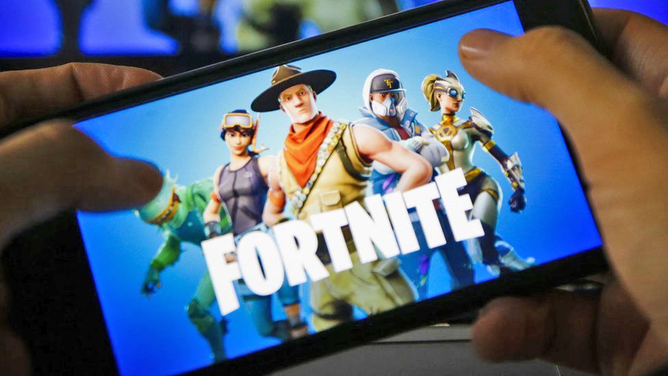 Fortnite being played on a mobile phone