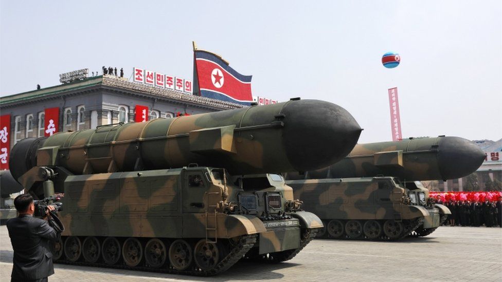 North Korean nuclear missiles on parade