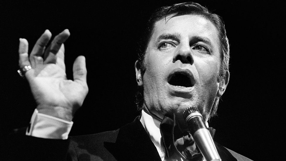 US comedian, director and singer Jerry Lewis performing in Paris, 19 May 1976