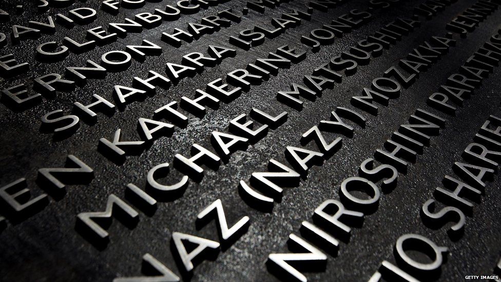 A plaque with the names of the victims of the July 7th London bombings (also known as the 7/7 bombings), in Hyde park on July 6, 2009 in London, England.