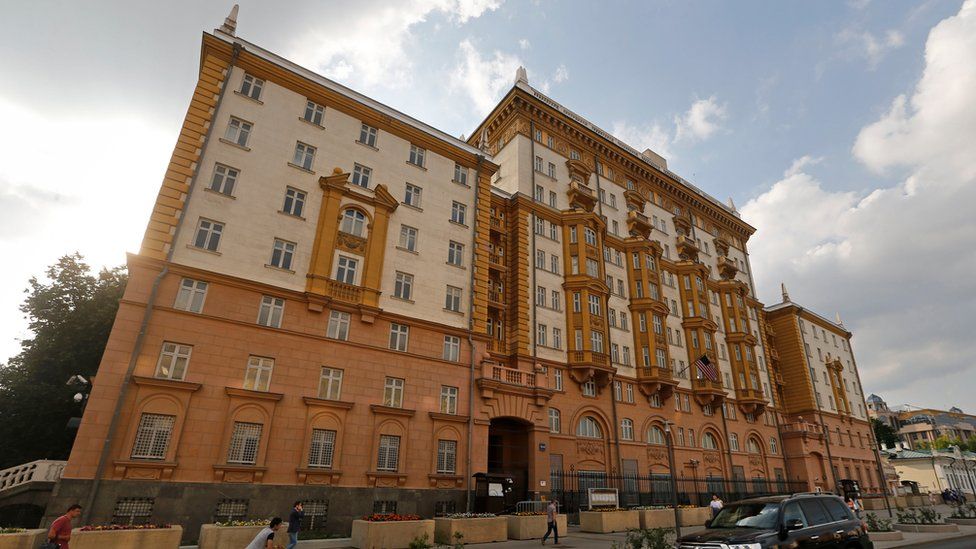 The US embassy in Moscow, Russia, on 28 July 2017