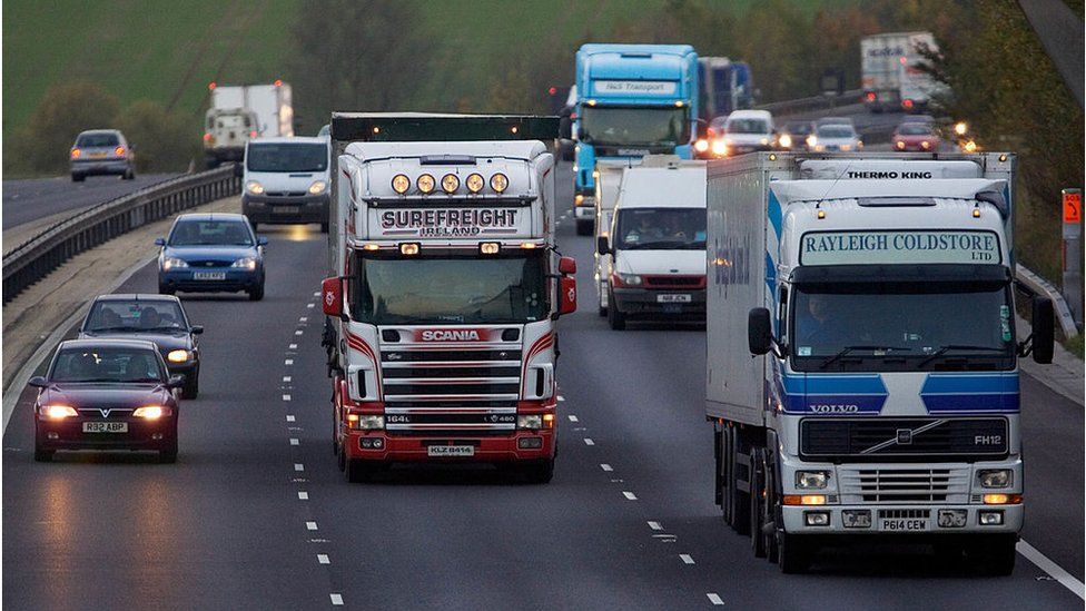 Lorries connected  the M1