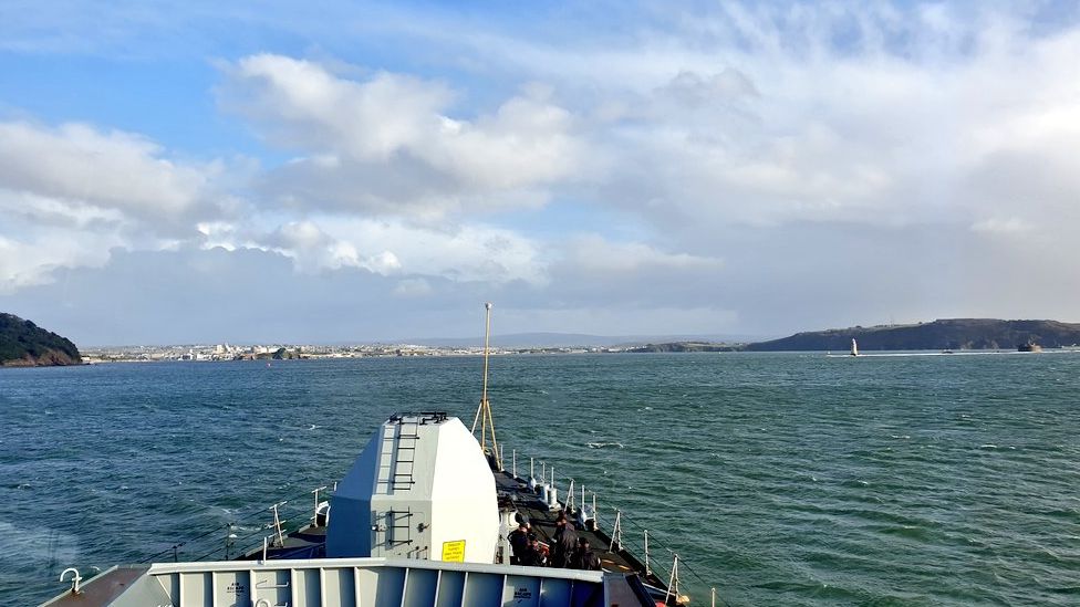 View from HMS Richmond's bridge looking at Plymouth